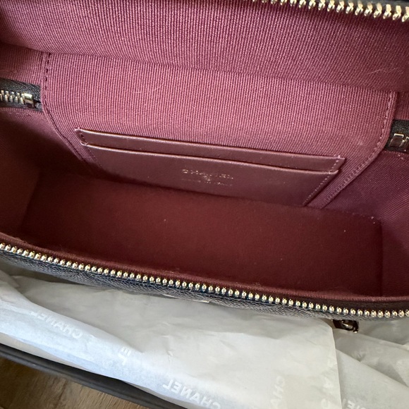 CHANEL Slim Vanity Black Caviar Leather Top-Handle Bag Light Gold Hardware - Picture 7 of 11